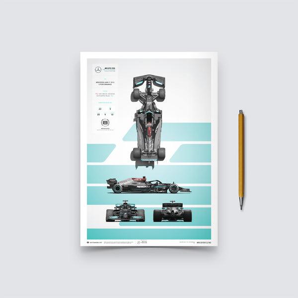 Mercedes-AMG Petronas F1 Team - F1 W12 E Performance - Blueprint - 2021 Automobilist Poster