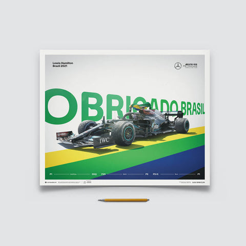 Mercedes-AMG Petronas F1 Team - Lewis Hamilton - Obrigado Brasil - 2021 Automobilist Poster