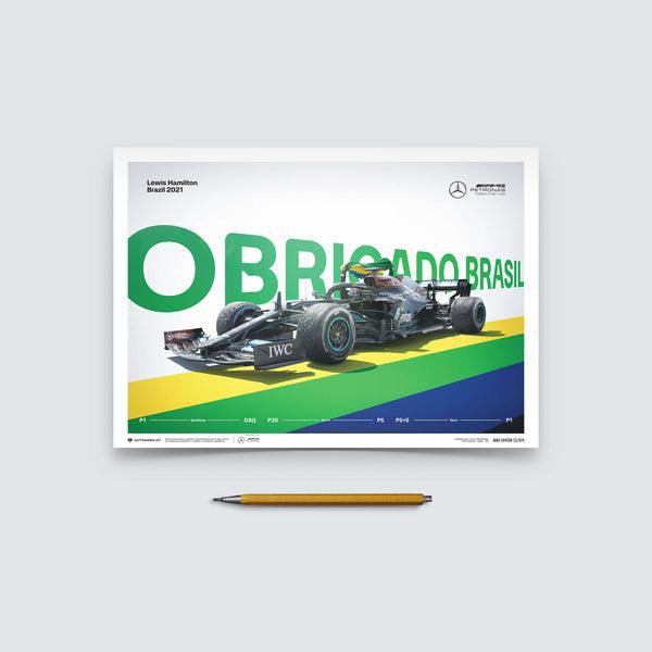 Mercedes-AMG Petronas F1 Team - Lewis Hamilton - Obrigado Brasil - 2021 Automobilist Poster