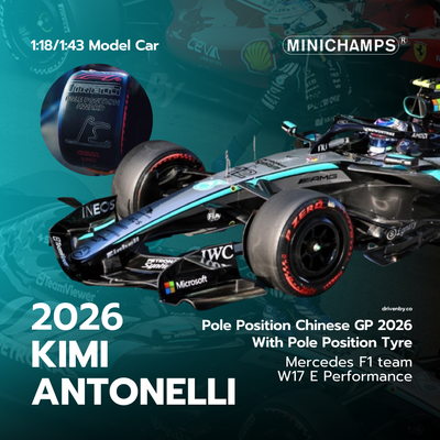 Kimi Antonelli Mercedes-AMG PETRONAS F1 Team W17 1st Pole Position Chinese GP 2026 w/Pole Position Tyre - Minichamps Model Car