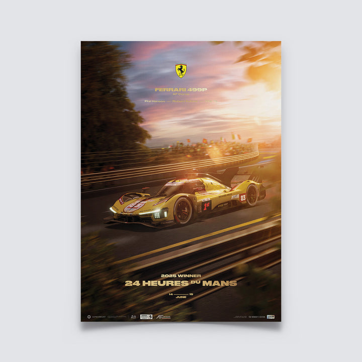Ferrari 499P AF Corse | 24 Heures du Mans Le Mans 2025 Winner | Automobilist Official Poster