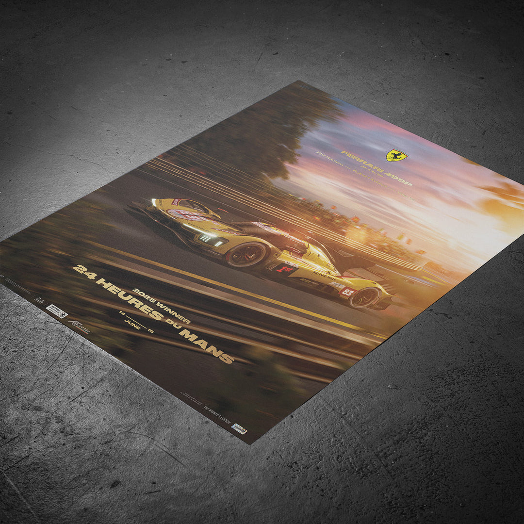 Ferrari 499P AF Corse | 24 Heures du Mans Le Mans 2025 Winner | Automobilist Official Poster