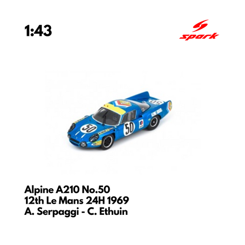 Alpine A210 No.50 12th Le Mans 24H 1969 - 1:43 Spark Model Car