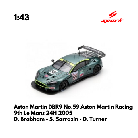 Aston Martin DBR9 No.59 Aston Martin Racing 9th Le Mans 24H 2005 - 1:43 Spark Model Car