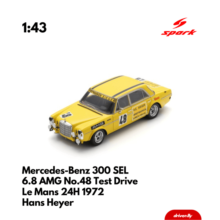 Mercedes-Benz 300 SEL 6.8 AMG No.48 Test Drive Le Mans 24H 1972 - Heritage Spark Model Car