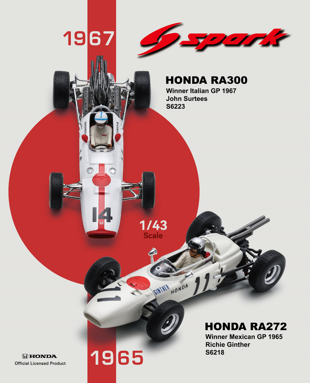 Honda RA272 No.11 Winner Mexican GP 1965 - Spark Model Car – Driven By Honda RA272 No.11 Winner Mexican GP 1965 - Spark Model Car – Driven By