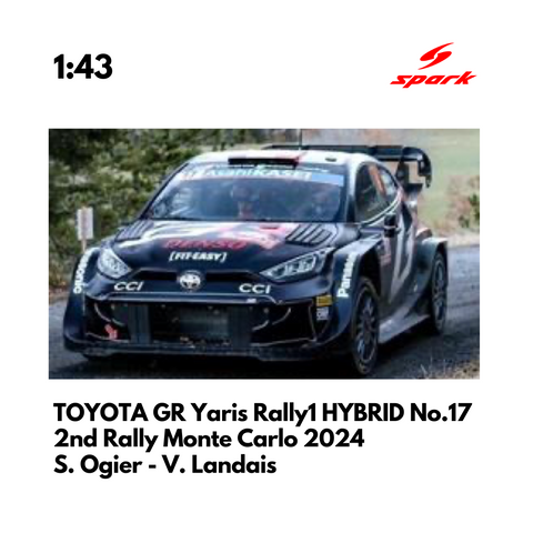 TOYOTA GR Yaris Rally1 HYBRID No.17 TOYOTA GAZOO Racing WRT - 2nd Rally Monte Carlo 2024 - 1:43 Spark Model Car