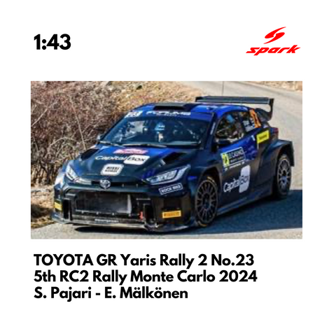 TOYOTA GR Yaris Rally 2 No.23 Printsport Racing Team - 5th RC2 Rally Monte Carlo 2024 - 1:43 Spark Model Car