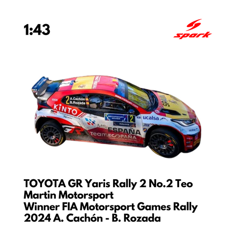 TOYOTA GR Yaris Rally 2 No.2 Teo Martin Motorsport Winner FIA Motorsport Games Rally 2024 - Spark Model Carr