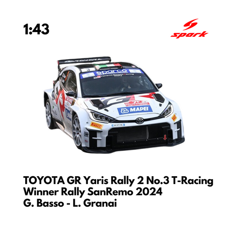 TOYOTA GR Yaris Rally 2 No.3 T-Racing Winner Rally SanRemo 2024 - Spark Model Car