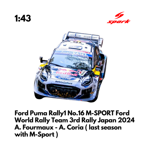 Ford Puma Rally1 No.16 M-SPORT Ford World Rally Team 3rd Rally Japan 2024 - Spark Model Car