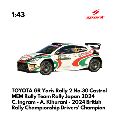 TOYOTA GR Yaris Rally 2 No.30 Castrol MEM Rally Team Rally Japan 2024 - Spark Model Car