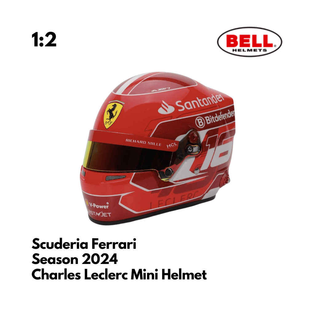 Mini Casque Formule 1 Scuderia Ferrari 2024 1:2 Bell signé Mini Casque Formule 1 Scuderia Ferrari 2024 1:2 Bell signé