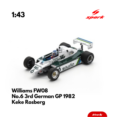 Williams FW08 No.6 3rd German GP 1982 Keke Rosberg - 1/43 Heritage Spark Model Car