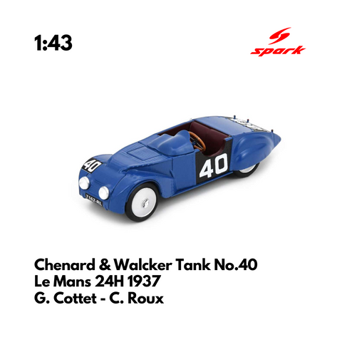 Chenard & Walcker Tank No.40 Le Mans 24H 1937 - 1:43 Spark Model Car