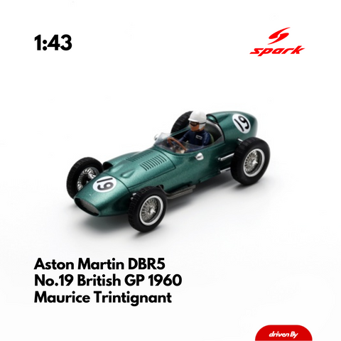 Aston Martin DBR5 No.19 British GP 1960 Maurice Trintignant - 1/43 Heritage Spark Model Car