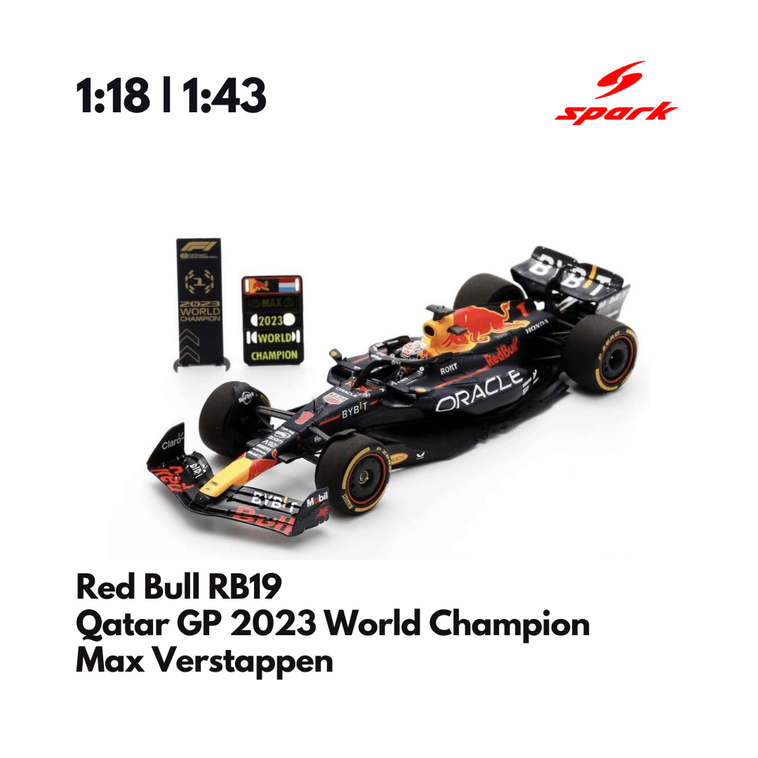 Red Bull Racing RB19 | World Champion Qatar GP 2023 Max Verstappen Model Car - Spark Model