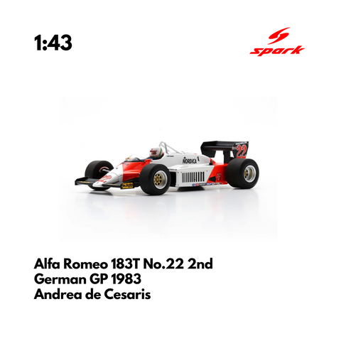 Alfa Romeo 183T No.22 2nd German GP 1983 - 1:43 Spark Heritage Model Car