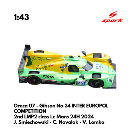 Oreca 07 - Gibson No.34 INTER EUROPOL COMPETITION 24H Le Mans 2024 - Spark Model Car