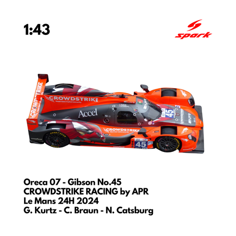 Oreca 07 - Gibson No.45 CROWDSTRIKE RACING by APR 24H Le Mans 2024 - Spark Model Car