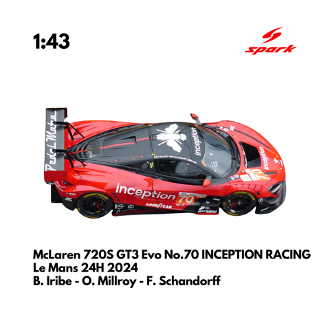 McLaren 720S GT3 Evo No.70 INCEPTION RACING 24H Le Mans 2024 - Spark Model Car