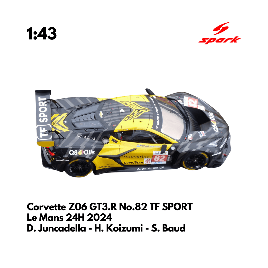 SPARK-MODEL S9156 Scala 1/43 | CORVETTE Z06 GT3-R LT6-R 5.5L V8 TEAM TF SPORT N 82 24h LE MANS 2024 Sebastian Baud Daniel Juncadella Hiroshi Koizumi SPARK-MODEL S9156 Scala 1/43 | CORVETTE Z06 GT3-R LT6-R 5.5L V8 TEAM TF SPORT N 82 24h LE MANS 2024 Sebastian Baud Daniel Juncadella Hiroshi Koizumi
