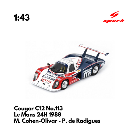 Cougar C12 No.113 Le Mans 24H 1988 - 1:43 Spark Model Car