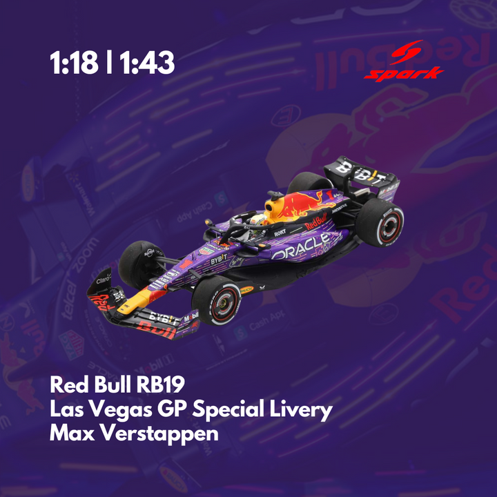 Red Bull RB19 - US Las Vegas GP 2023 Special Livery Max Verstappen & Sergio Perez - Model Car - SPARK MODEL