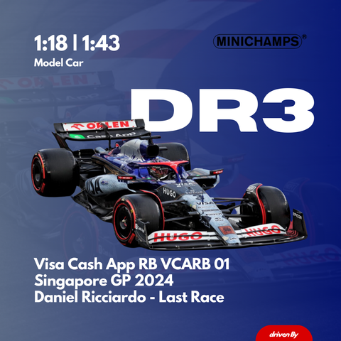 Daniel Ricciardo LAST RACE - Visa Cash App RB VCARB 01 - Singapore GP 2024 Special Livery Model Car - Minichamps