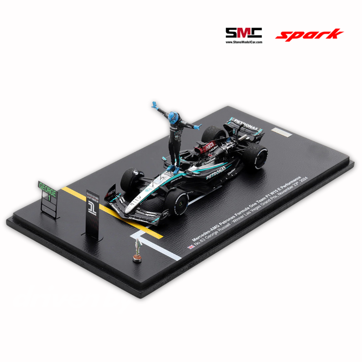 George Russell - Vegas GP Winner 2024 Special Figure Edition Mercedes F1 W15 - 1:43 Spark Model Car