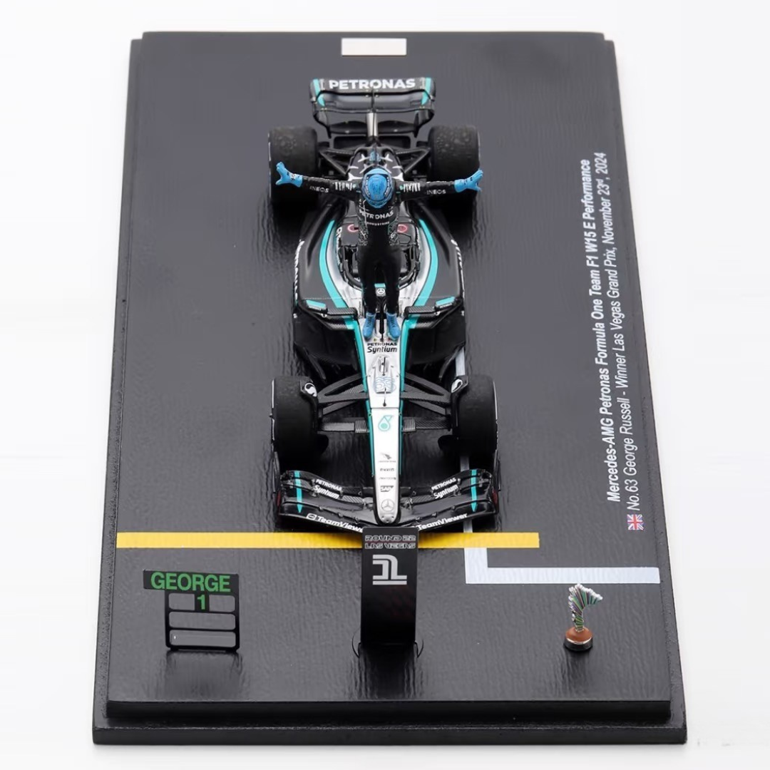 George Russell - Vegas GP Winner 2024 Special Figure Edition Mercedes F1 W15 - 1:43 Spark Model Car