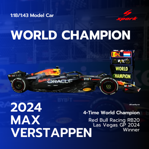 Max Verstappen Las Vegas GP 2024 F1 World Champion Red Bull Racing RB20 Model Car WC Edition - Spark Model