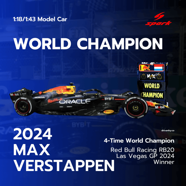 Max Verstappen Las Vegas GP 2024 F1 World Champion Red Bull Racing RB20 Model Car WC Edition - Spark Model