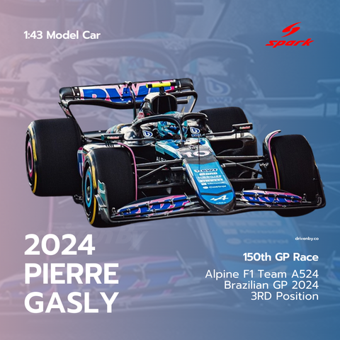 Pierre Gasly Brazilian GP 2024 150th GP Alpine F1 Team A524 Model Car - Spark Model