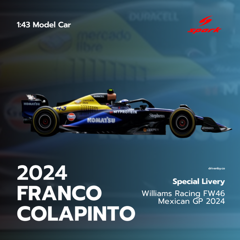 Franco Colapinto Mexican GP 2024 Williams Racing FW46 Special Livery Model Car - Spark Model