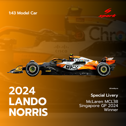 Lando Norris Singapore GP 2024 Winner McLaren MCL38 Special Livery Model Car - Spark Model