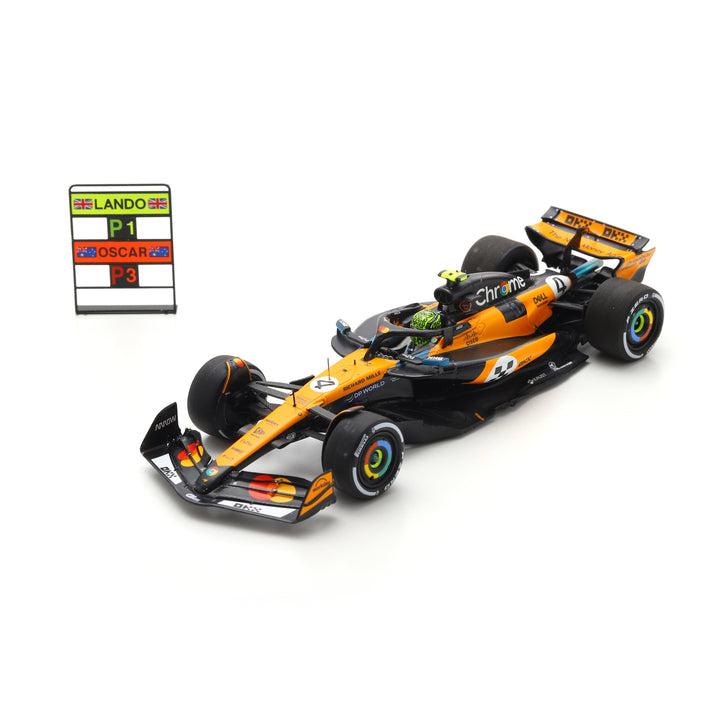 Lando Norris - McLaren MCL39 Monaco GP 2025 Winner Model Car W/ Pitboard - Spark Model