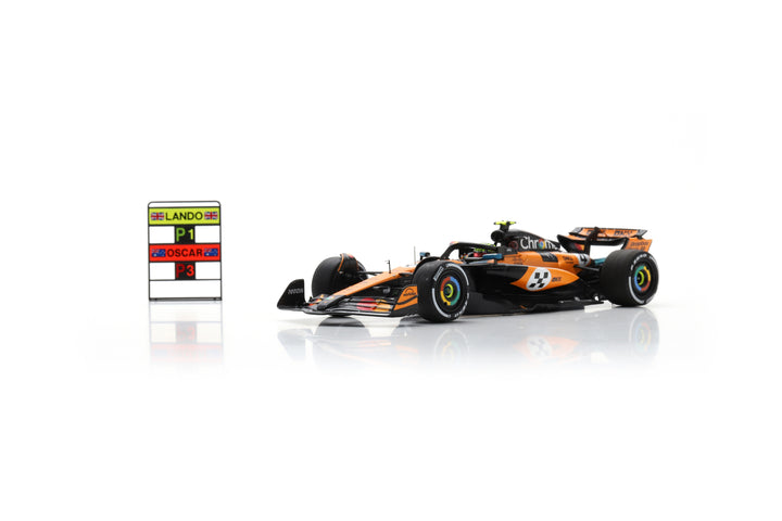 Lando Norris - McLaren MCL39 Monaco GP 2025 Winner Model Car W/ Pitboard - Spark Model