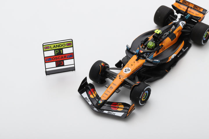 Lando Norris - McLaren MCL39 Monaco GP 2025 Winner Model Car W/ Pitboard - Spark Model