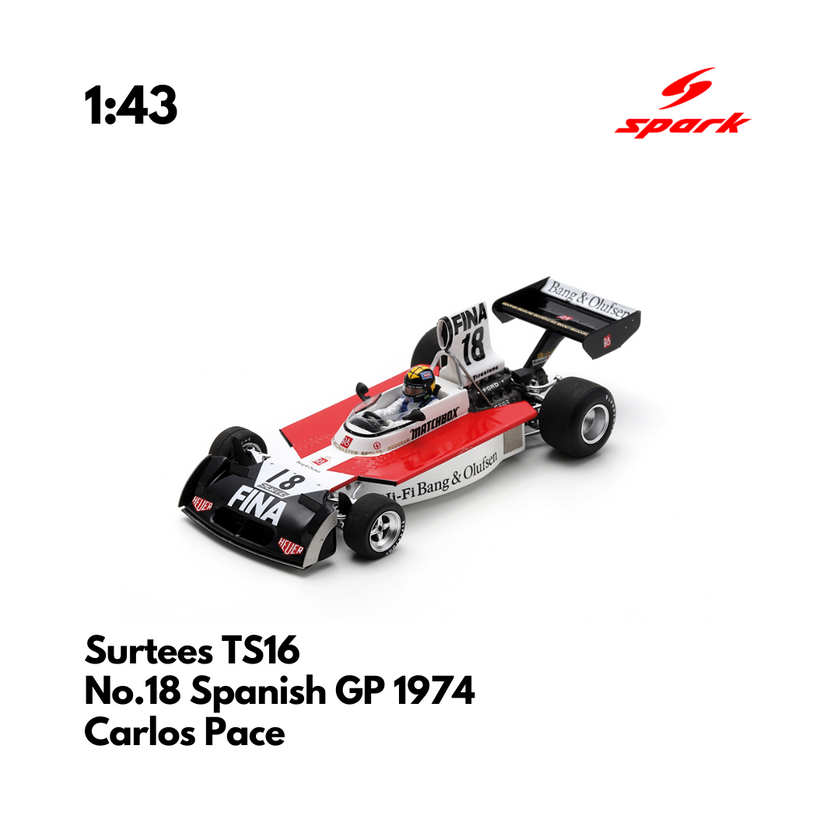 Surtees TS16 No.18 Spanish GP 1974 - 1:43 Spark Heritage Model Car ...