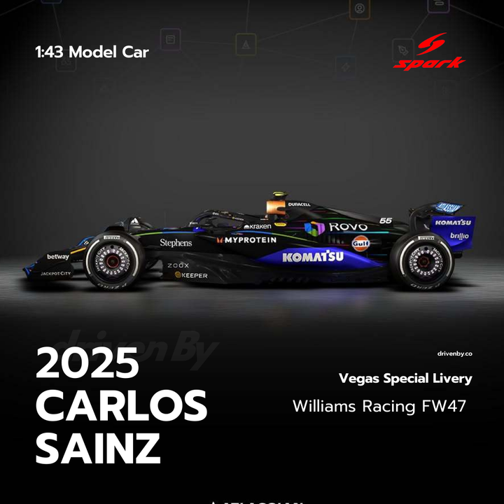 Carlos Sainz Las Vegas GP 2025 Williams Racing FW47 Special Livery Model Car - Spark Model