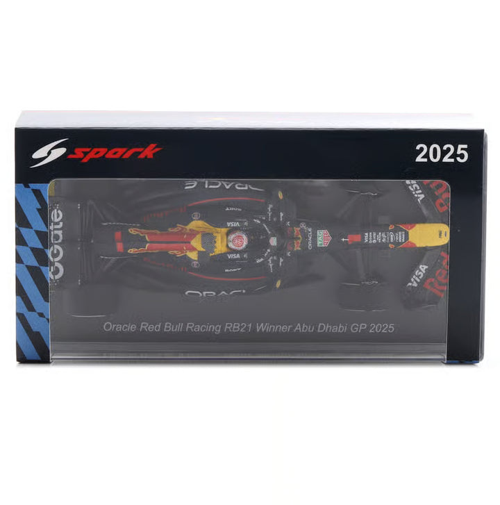 Max Verstappen Abu Dhabi GP 2025 Winner Red Bull RB21 With Pitboard Model Car - Spark Model