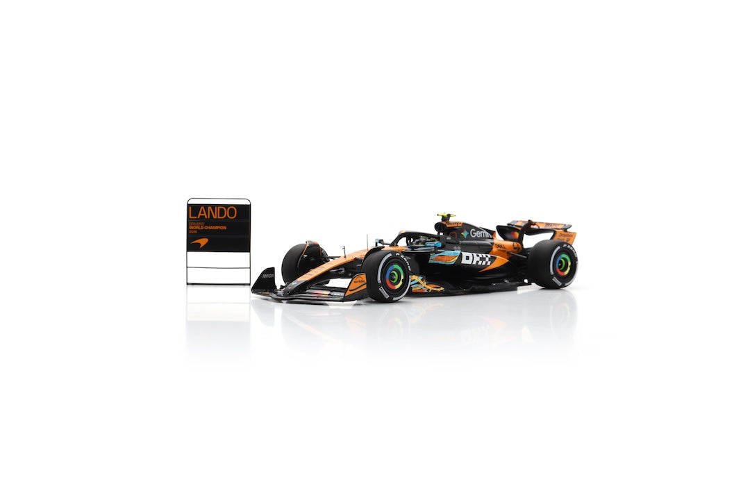 Lando Norris Abu Dhabi GP 2025 F1 World Champion McLaren F1 Team MCL39 Model Car With Pitboard &amp; Champion Board - Spark Model Scale 1:43 &amp; 1:18
