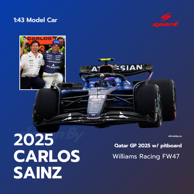 Carlos Sainz Qatar GP 2025 Williams Racing FW47 Model Car With Pitboard - Spark Model