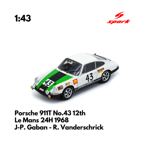 Porsche 911T No.43 12th Le Mans 24H 1968 - 1:43 Spark Model Car