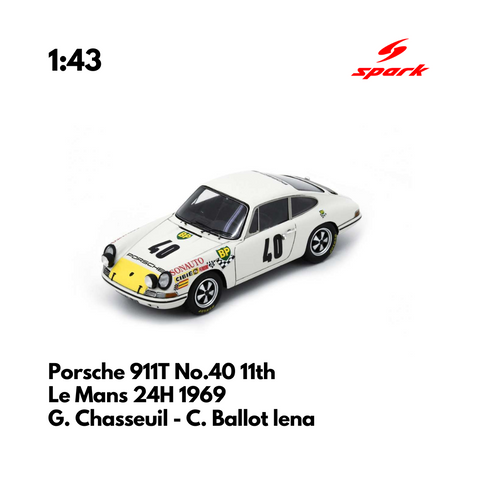 Porsche 911T No.40 11th Le Mans 24H 1969 - 1:43 Spark Model Car