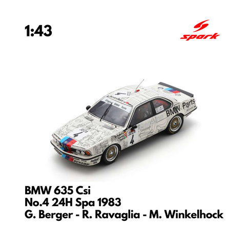 BMW 635 Csi No.4 24H Spa 1983 - 1:43 Spark Model Car