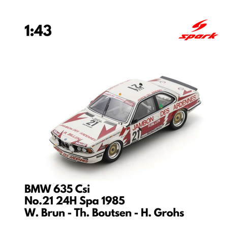 BMW 635 Csi No.21 24H Spa 1985 - 1:43 Spark Model Car