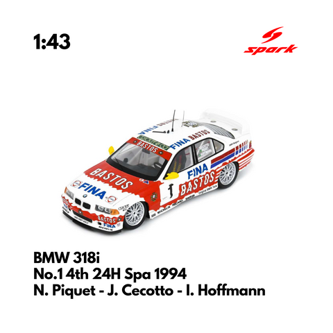 BMW 318i No.1 4th 24H Spa 1994 - 1:43 Spark Model Car