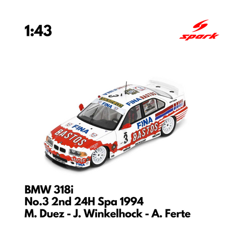 BMW 318i No.3 2nd 24H Spa 1994 - 1:43 Spark Model Car